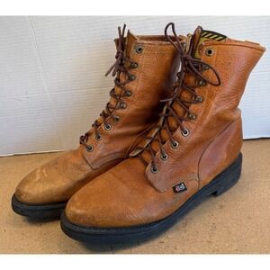 Workboot Men's Size 12 D Brown Leather by Justin 0762 Western Made in USA